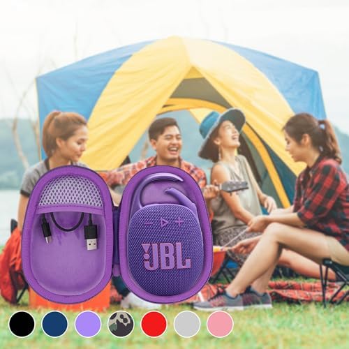 co2CREA Hard Carrying Case Replacement for JBL Clip 5 Waterproof Portable Mini Speaker (Purple Case)