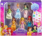 Mattel Disney Princess Toys, Small Doll Party Set with 6 Posable Dolls in Sparkling Clothing & 13 Tea Time Accessories