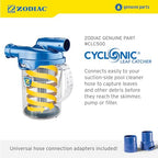 Zodiac Genuine Parts Cyclonic Leaf Catcher, Connects to Suction-Side Pool Cleaners to Capture Leaves & Other Debris, Universal Hose Connection Included