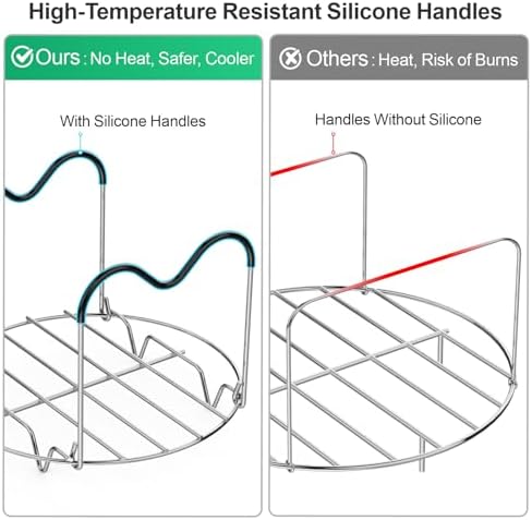 GSlife Instant Pot Steamer Rack with Silicone Handle - Stainless Steel Instant Pot Accessories, Steam Rack for 6, 8 Qt Pressure Cooker, Cooking Cooling Steaming Baking Rack 7.7'', 2 Pack