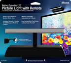 Westek BL-PL8-BK Wireless Battery Operated LED Picture Light with Remote, Dimmable, 8", Satin Black