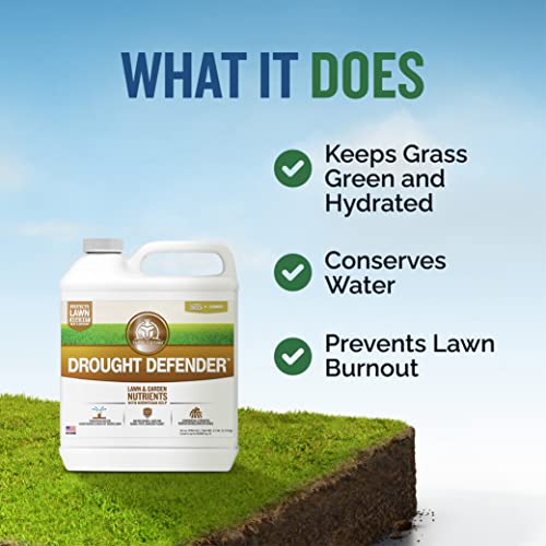 Turf Titan Drought Defender - Liquid Lawn Fertilizer Concentrate - Kelp Fertilizer for All Grass Types and Vegetables - Liquid Fertilizer for Lawns During Summer - 32 oz - No Hose Sprayer