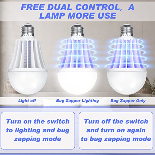 Qualirey 6 Pcs Bug Zapper Light Bulb Bulk 2 in 1 Electronic Mosquito Killer Lamp LED Light for Fruit Flies Bug Fly Insect Mosquito Control, Suitable for Indoor Entryway Patio Doorway Corridor(6 Pcs)