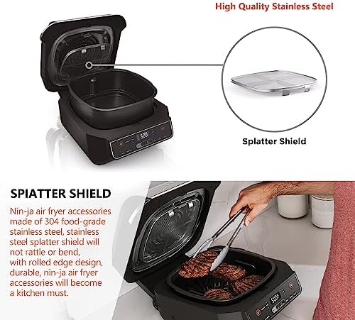Stainless Steel Splatter Shield for Ninja Foodi AG301, Air Fryer Accessories for Ninja Foodi 5-in-1 Indoor Grill, Replacement Parts for Ninja Foodi AG300, AG300C,AG301C, AG302, AG400