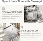 2Pack Air Fryer Accessories Basket and Tray for Cuisinart TOA-60 TOA-65 TOA-70, 12.3"x11" Nonstick Stainless Steel Baking Sheet 360°Heating Grilling Oven Air Fryer Basket for Family BBQ Party Cooking