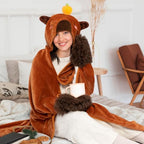 Mewaii Wearable Oversized Blanket Hoodie for Adults, Capybara Blanket Hooded Cloak, Warm and Cozy Flannel Cute Animal Blanket Hoodie, Funny Christmas Blanket Gifts for Women and Males