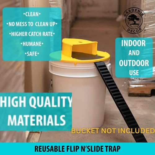 Pack of 2 Flip n Slide Bucket Lid Mouse Rat Trap,Drop in The Bucket Mouse Trap,Mouse Catching Tool Indoor Outdoor,5 Gallon Bucket Compatible,Multi Catch, Auto Reset