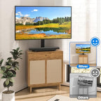 Rfiver Universal Swivel TV Stand for 27-50 55 60 Inch TVs, Height Adjustable Table Top TV Stand Mount Hold up to 88 lbs, Pedestal TV Stand with Tempered Glass Base, Replacement TV Stand Base