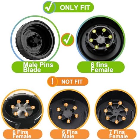Ninja Blender Replacement Parts, 6 Fins Extractor Blade Assembly Fits Ninja 16oz Cups, Replacement Blade Compatible with Nurti Ninja Blenders Pro BL660 BL663 BL663CO BL665Q BL740 BL770