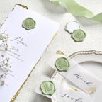 UNIQOOO Wax Seal Stickers - Eucalyptus Wedding Invitation Envelope Seal Stickers, 50 Pcs Self- Adhesive Sage Green Stickers, Perfect for Invitation, Christmas, Gift Wrapping