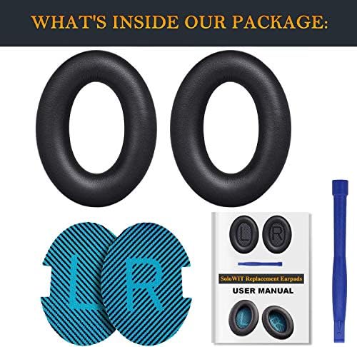 SoloWIT Protein Leather Earpads Cushions for Bose Headphones, Replacement Ear Pads for Bose QuietComfort 15 QC15 QC25 QC2 QC35/Ae2 Ae2i Ae2w/SoundTrue & SoundLink Around-Ear Series - Black&Blue