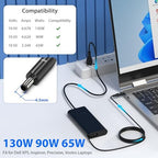 New 130W 4.5mm Tip Laptop Charger Replacement for dell XPS 15 7590 9530 9550 9560 9570 Inspiron 7348 Adapter Precision 5510 5520 5530 5540 0V363H HA130PM130 DA130PM130 06TTY6 0RN7NW Power Supply Cord