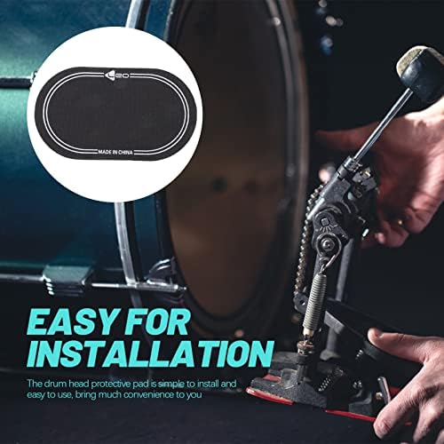 SUPVOX 2 Pcs Bass Drum Single Pedal Patch: 6.1 x 3.5 Inch Self-adhesive Drumhead Mute Pad - Percussion Instrument Accessories, Black Drum Patch for Replacement Kick Drum