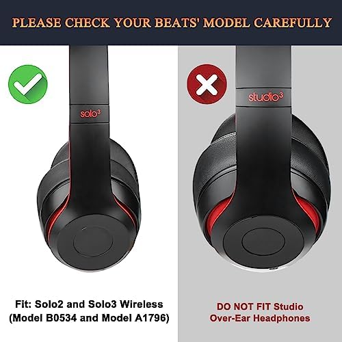 SoloWIT Cooling Gel Replacement Ear Pads Cushions for Beats Solo 2 & Solo 3 Wireless On-Ear Headphones, Solo2 Solo3 Earpads with High-Density Noise Isolation Foam, Added Thickness - White