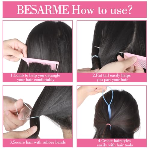 BESARME 28 Colors Rubber Bands for Hair with 7 Hair Styling Tools, 2100 Pcs Colorful Elastic Hair Ties Ponytail Holders Hair Accessories for Girls Baby Toddler Christmas Gifts
