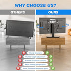 Rfiver Universal Swivel TV Stand for 27-50 55 60 Inch TVs, Height Adjustable Table Top TV Stand Mount Hold up to 88 lbs, Pedestal TV Stand with Tempered Glass Base, Replacement TV Stand Base