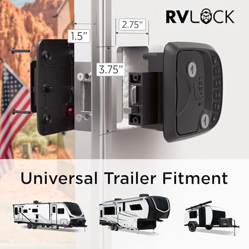 RVLOCK Compact RV Lock Keyless Entry with Remote, Secure Camper Latch Replacement, Durable RV Door Lock Replacement for Trailers with Patented Security Technology