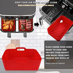WMKGG Silicone Air Fryer Liners, 2PCS Reusable Rectangular Air Fryer Silicone Liners, Non-Stick Air Fryer Basket Accessories for Ninja Foodi Dual Air Fryer DZ201/DZ401 8-10QT