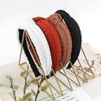 YISSION 4PCS Knotted Headbands for Women Girls Non Slip Wide Headband Fashion Head Bands Top Knot Headband for Women Black White Red Brown Headband Neutral Hairband Hair Accessories for Women