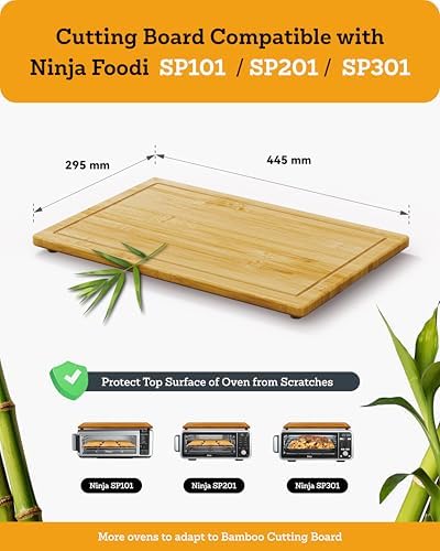 Wood Cutting Board Compatible with Ninja Foodi SP101 SP201 SP301 Air Fryer Oven, Accessories for Convection Oven with 4 Silicone Feet 16.3" × 10.4",Add Storage Space,Protects Cabinet