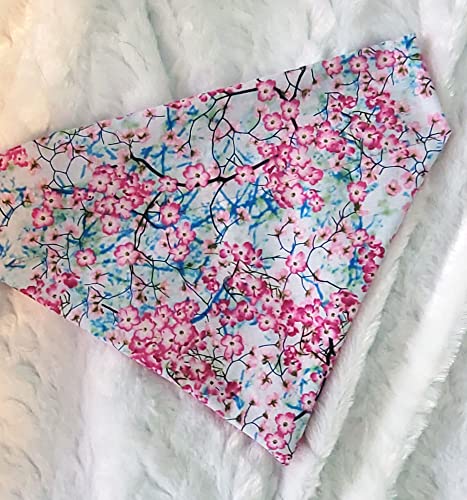 Cherry Blossoms Over the Collar Dog Bandana That Slips onto Their Existing Collar Size (Small)