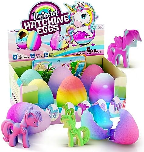 Dan&Darci Unicorn Hatching Surprise Eggs for Kids - 6 Pack - Grows 600% - Unicorn Toys for Girls & Boys Age 3-8 - Birthday Gift Ideas and Party Favors for 3+ Year Old Girl - Gifts for Ages 3 4 5 6 7 8