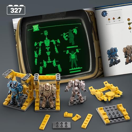 MEGA Fallout Action Figure Building Toy, T-60 Power Armor Collection with 327 Pieces, 5 Micro Action Figures and Accessories, for Collectors