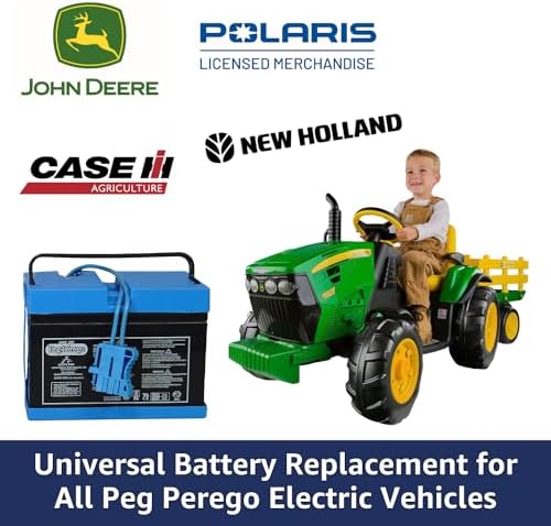Peg Perego Official 12 Volt Replacement Battery for Ride on Toys. All Season Performance. Works with John Deere, Polaris, and Case IH licensed Peg Perego Ride on Toys