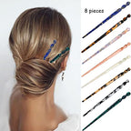 8 Pieces Acetate Hair Sticks Leopard Print Hair Pins, Tortoise Shell Hairpin Vintage Hair Chopsticks Retro Hairpins Disk, Hair Accessories for Women Girls