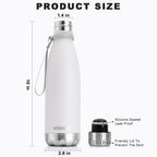 koodee Water Bottle-17 oz Stainless Steel Double Wall Vacuum Insulated Water Bottle for Back to School, Cola Shape Leak Proof Sports Bottle for School(White)