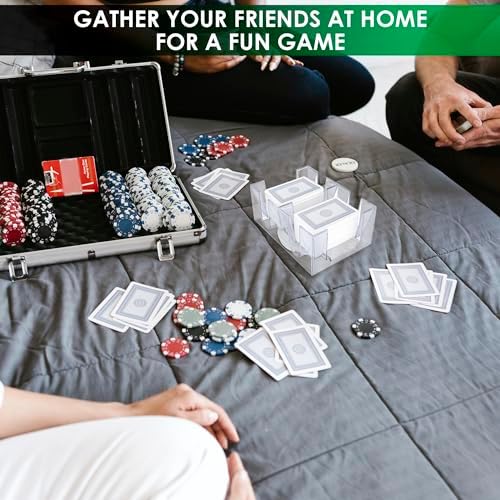 Dual Deck Revolving Card Holder - 360 Degree Poker Playing Cards Holder Canasta Card Holder Casino Accessories Acrylic Playing Card Holder for Playing Card Games - Clear Tray Poker Card Deck Holder