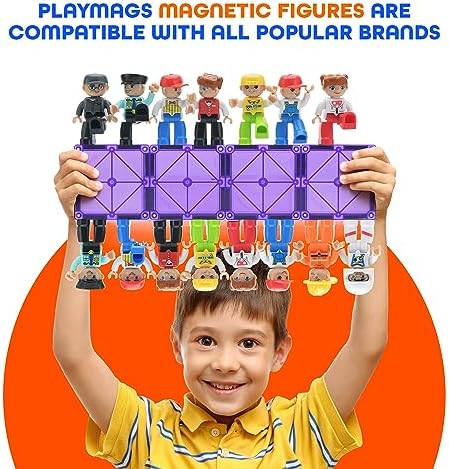 Playmags Large Magnetic Figures Community Set of 15 Pieces – 3” Play People Perfect for Magnetic Toys Building Blocks - STEM Learning Toys for Kids – Magnet Tiles Expansion Accessories Pack