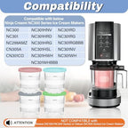 NANOBABY Pint Containers and Lids Replacement Compatible with Ninja CREAMi 7-in-1 Ice Cream Maker, 16oz Pint Cup Replacement for Ninja Creami NC300 Series,NC301 NC299AMZ CN305A CN301CO,4-Pack,BPA Free