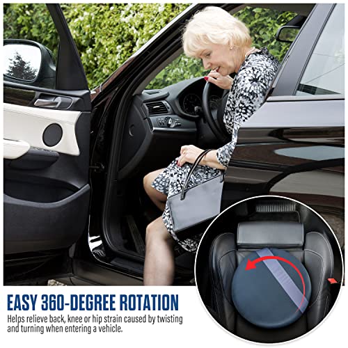HealthSmart 360 Degree Swivel Seat Cushion, Chair Assist for Elderly, Swivel Seat Cushion for Car, Twisting Disc, Gray Stripe, 12.5 Inches in Diameter