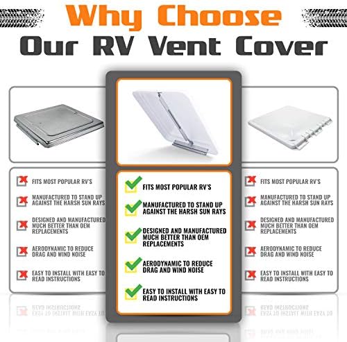 Camp'N 14 Inch Universal RV Roof Vent for Trailer, Camper, Motorhome - RV Vent Covers for Roof - OEM Lid Replacement (14 x 14 White 1-Pack)