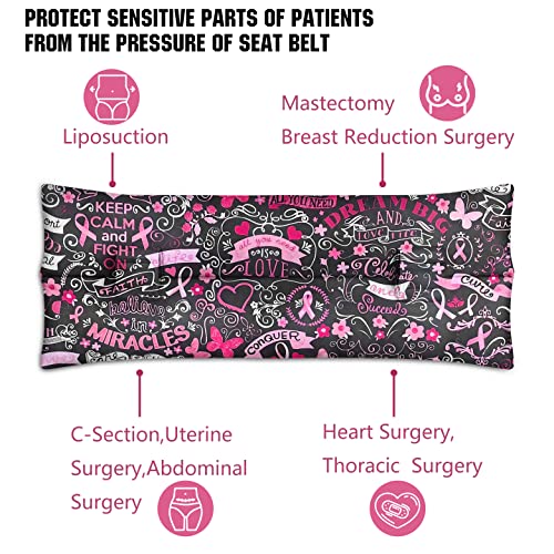Mastectomy Pillow,Post Heart Surgery Seatbelt Pillow,hysterectomy recovery,c section Recovery,Insert Icebags Pockets chemo port pillow,Pacemaker Seatbelt Protection,Great Breast Cancer Gifts for Women