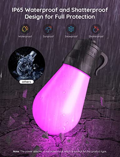 Govee Smart Outdoor String Lights H7021, RGBIC Warm White 96ft (2 Ropes of 48ft) LED Bulbs for Halloween Decorations, Christmas, WiFi Patio Lights Work with Alexa, Google, APP Control, IP65 Waterproof