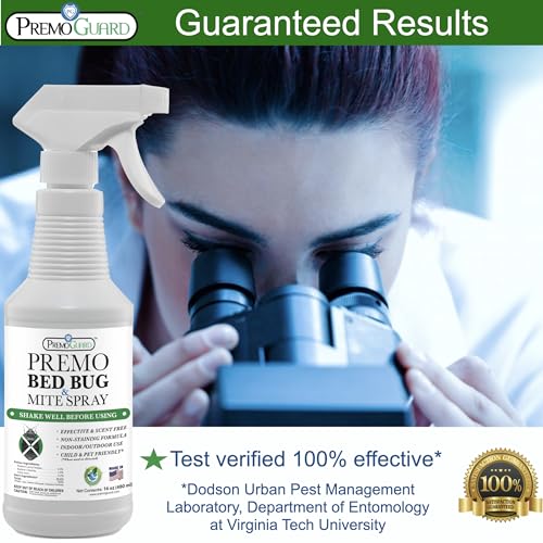 Bed Bug Killer Spray by Premo Guard 16 oz – Fast Acting Bed Bug Treatment – Stain & Scent Free – Child & Pet Safe – Best Extended Protection – Natural & Non Toxic Formula