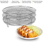 8 inch Round Air Fryer Racks 3 Layers Stackable Dehydrator Rack, 304 Stainless Steel Bacon Air Fryer Accessories for Ninja, Oven, Double Drawer Basket Grill Rack, Ninja Foodi Grill (A)