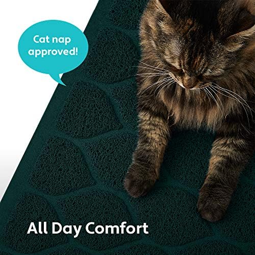MIGHTY MONKEY Waterproof BPA Free Cat Litter Box Trapping Mat, Easy Clean Floors, Textured Backing, Soft on Sensitive Kitty Paws, Cats Accessories, Less Waste, Stays in Place, 35x23, Hunter Green