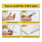 KKY 36 Pack Bird Spikes –13 inch Anti-Bird Nails Bird Repellent Metal Bird Deterant Spinners of Stainless Steel Bird Spikes for Pigeon and Other Small Birds 38.9 Ft