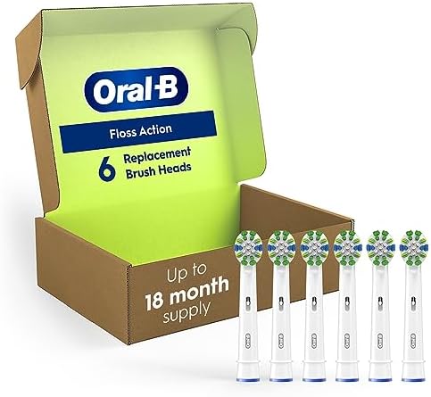 Oral-B Floss Action Replacement Brush Heads for an Oral-B Electric Toothbrush, Pack of 6