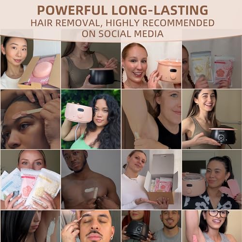 KOTAMU Wax Kit Pink Digital Hair Removal Waxing Kit for Women & Men Hot Wax Warmer Pot for Face, Eyebrow, Body, Brazilian, Bikini, Sensitive Skin Wax Machine with 25 Accessories for Home Salon