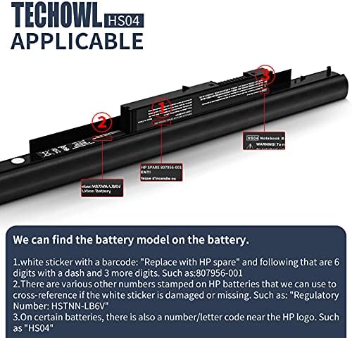 Spare 807956-001 Laptop Battery for Hp, HS03 HS04 Battery Hp Replacement Spare 807956-001 807957-001 HS03 HS04 for HP Pavilion 14 and 15 Series laptops - High-Performance [2600mAh/38Wh]
