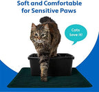 MIGHTY MONKEY Waterproof BPA Free Cat Litter Box Trapping Mat, Easy Clean Floors, Textured Backing, Soft on Sensitive Kitty Paws, Cats Accessories, Less Waste, Stays in Place, 35x23, Hunter Green