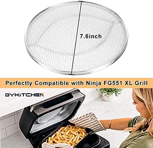 BYKITCHEN Stainless Steel Spatter Shield for Ninja Fg551 Foodi Smart XL Grill, Ninja XL Grill Accessories, Air Fryer Replacement Parts for Ninja 6 in 1 Smart Xl Indoor Grill
