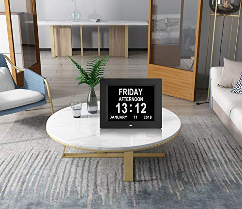 TMC Dementia Clock Digtal Day Clocks for Seniors,Digital Clock Large Display with Day Date for Elderly,Alzheimers Clock with Large Number(Black,8-inch)