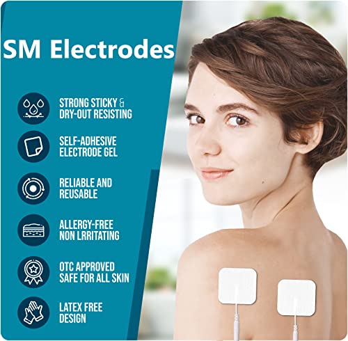 TENS Unit Replacement Pads TENS Unit Pads TENS Pads 2x2”26 PCS Electrodes Pad Reuse More Than 35-50Time, Self Stick Tens Electrode Pads for TENS/EMS Muscle Stimulation Machine