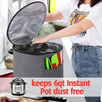 Luxja Dust Cover Compatible with 6 Quart Instant Pot (Enclosed on the Bottom), Zipper Closure Cover Compatible with 6 Quart Instant Pot (with Accessories Pockets, Patent Design), Gray (Medium)