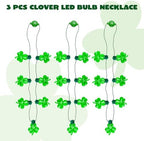JOYIN 3 PCS St Patrick's Day Light Up Necklaces,Green Shamrock Bulb Necklace for Costume Dressing-up Accessories Saint Patricks Decorations Party Favor Supplies